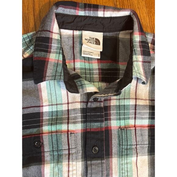 The North Face Shirt Mens Medium Green/Black Plaid Flannel Button Up Outdoor - Picture 2 of 6